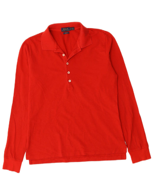 Polo Ralph Lauren Dame Langærmet Slim Fit Skjorte UK 12 Medium Rød Bomuld
