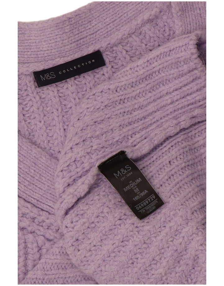 Marks & Spencer Womens Oversized V-Neck Jumper Sweater UK 14 Medium Purple