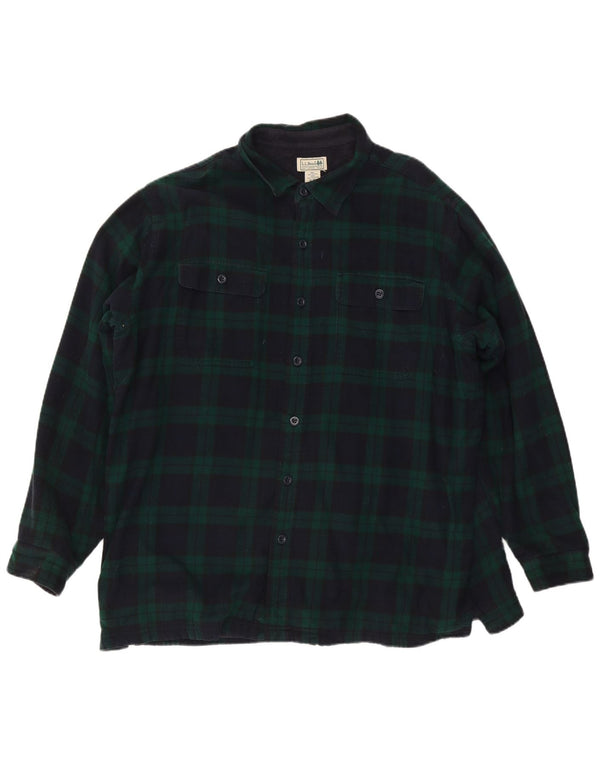 L.L.Bean Mens Lumberjack Flannel Shirt XL Green Check Cotton
