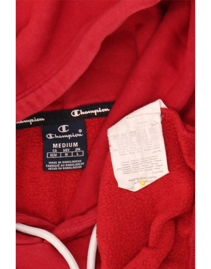 Champion Mens Graphic Hoodie Jumper Medium Red Cotton