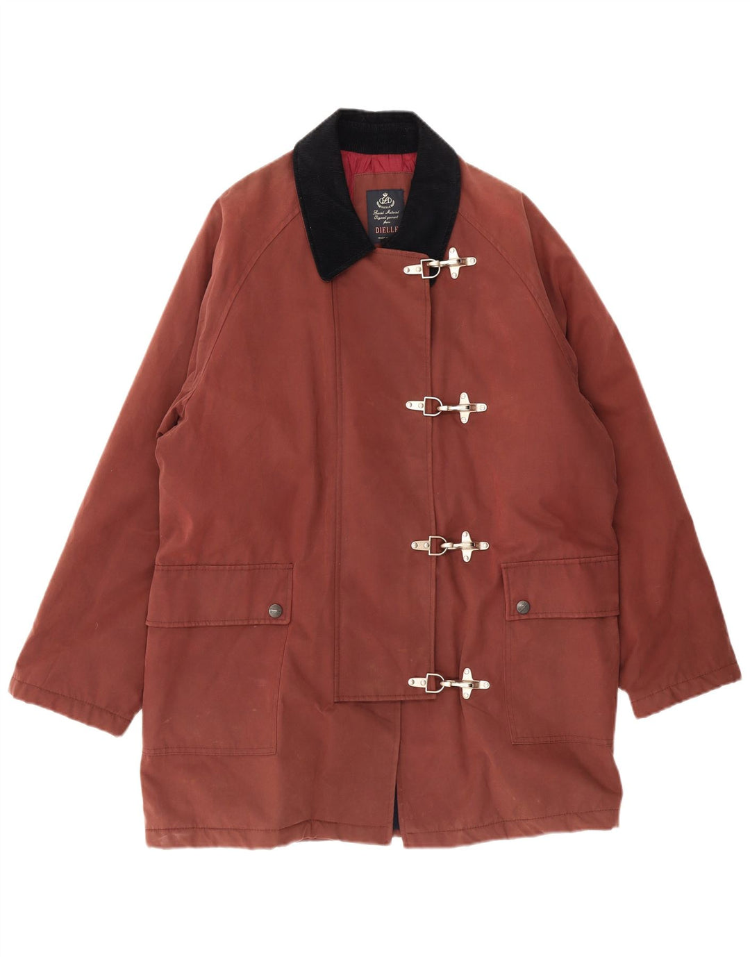 Dielle Damen Übergroßer Dufflecoat IT 50 XL Braune Colourblock-Baumwolle