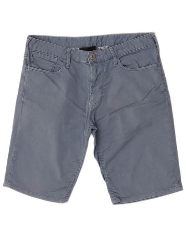 Emporio Armani Mens Chino Shorts EU 46 Small W30 Blue Cotton