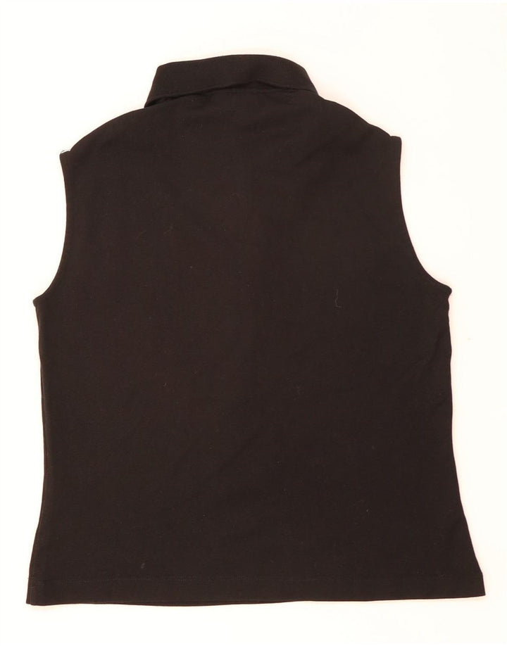 Lacoste Womens Sleeveless Slim Fit Polo Shirt Size 40 Medium Black