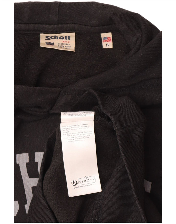 Schott Mens Graphic Hoodie Jumper Small Black Cotton