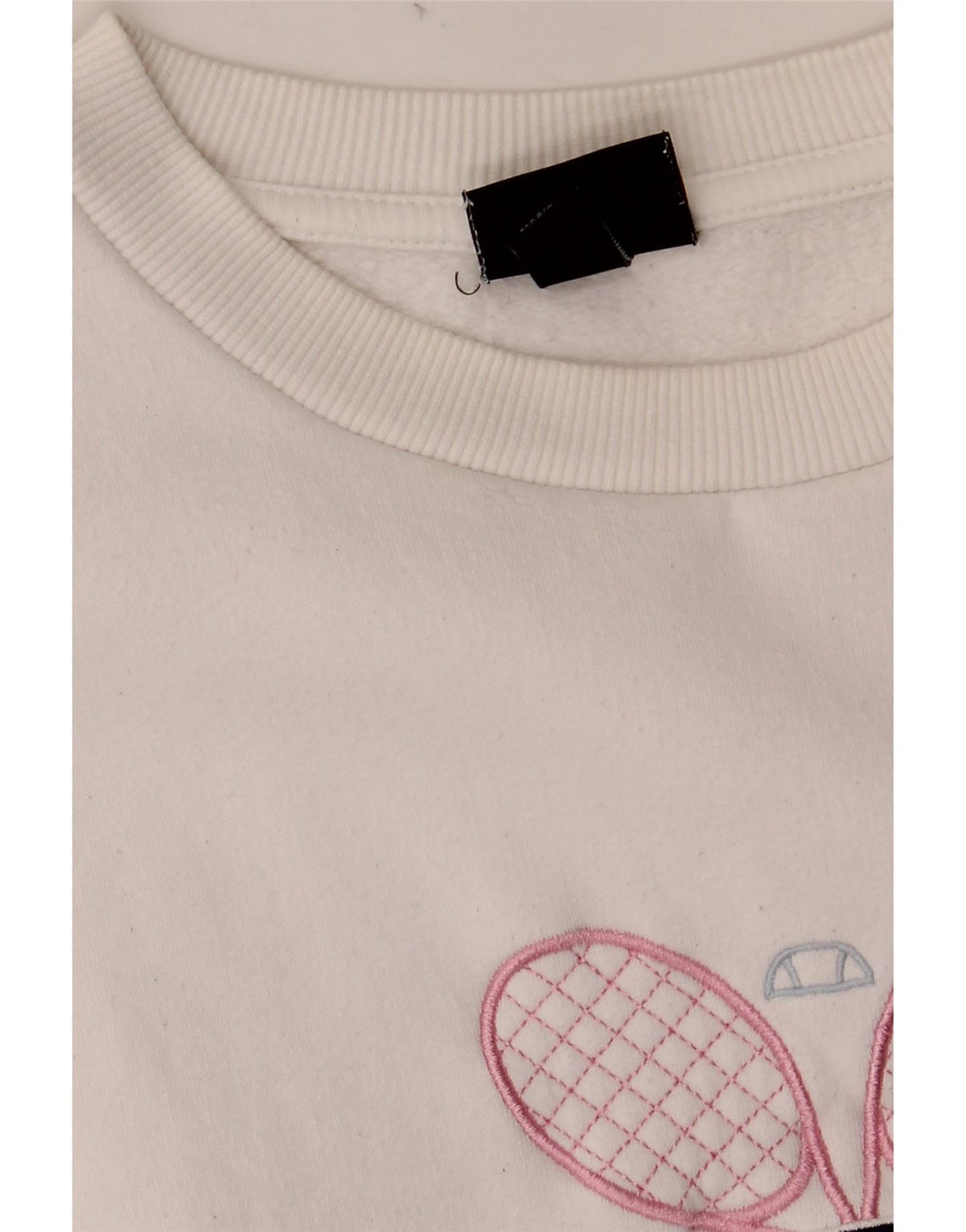 ELLESSE Sweat-shirt graphique surdimensionné pour femme UK 8 Petit coton blanc