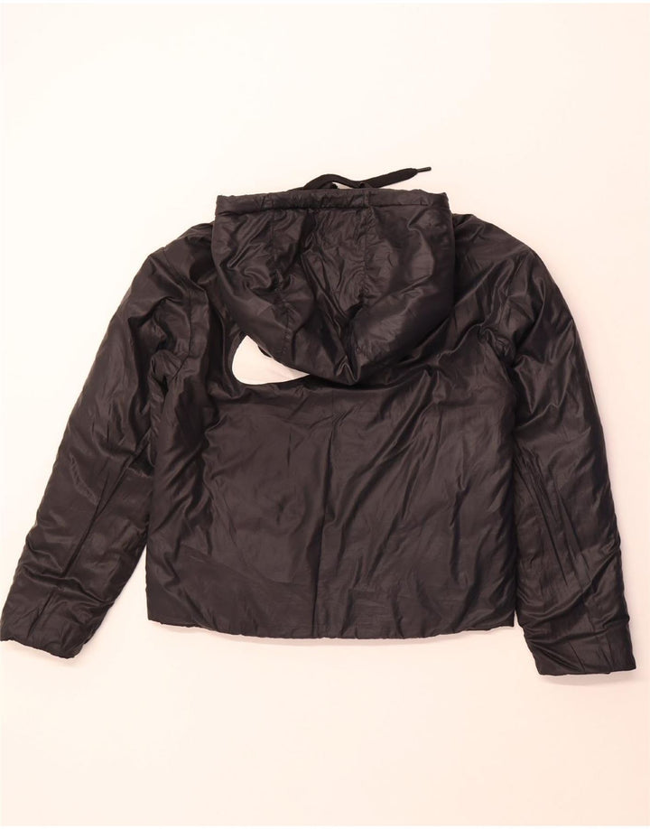 NIKE Chaqueta acolchada reversible con capucha para mujer UK 10 Small Poliéster negro