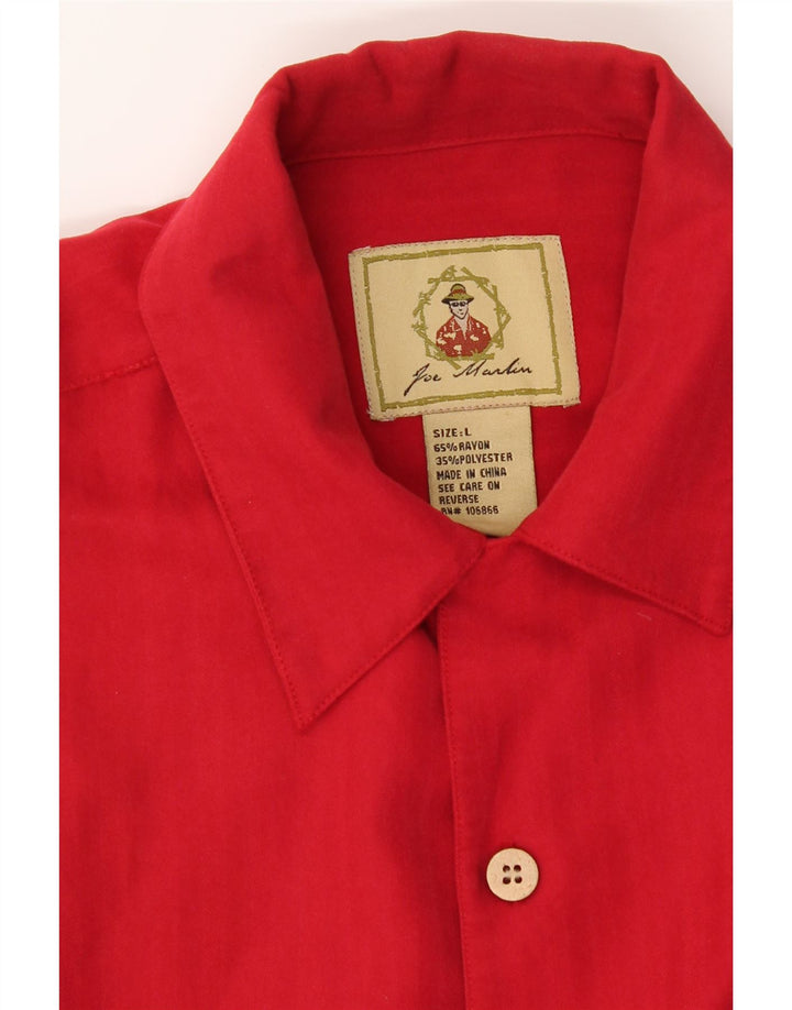 JOE MARLIN Mens Short Sleeve Shirt Large Red Pinstripe Rayon Vintage Joe Marlin and Second-Hand Joe Marlin from Messina Hembry 