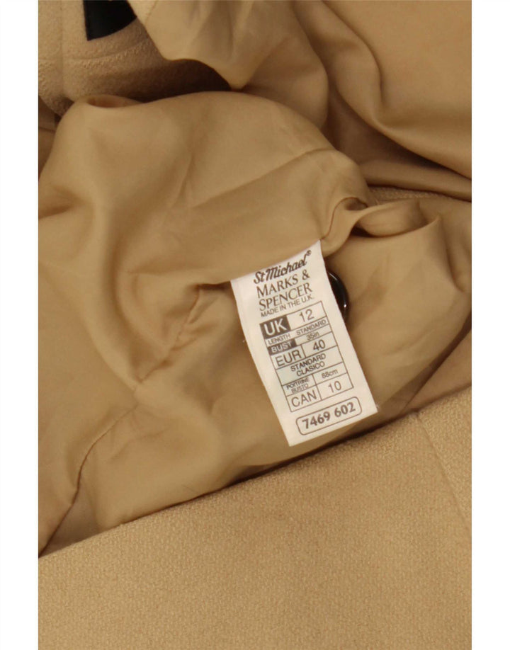 Marks & Spencer Womens Double Breasted Coat UK 12 Medium Beige Wool