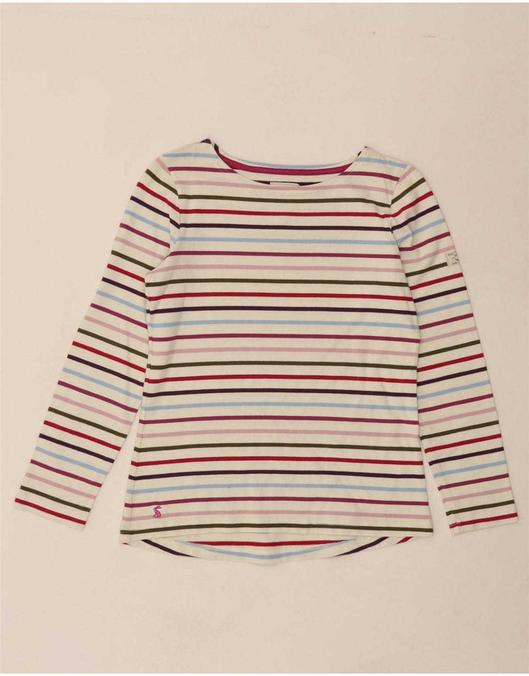 JOULES Womens Top Long Sleeve UK 8 Small White Striped Cotton Vintage Joules and Second-Hand Joules from Messina Hembry 