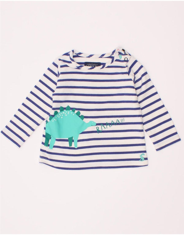 Joules Baby Boys Top grafic cu maneca lunga 3-6 luni bumbac cu dungi albastre