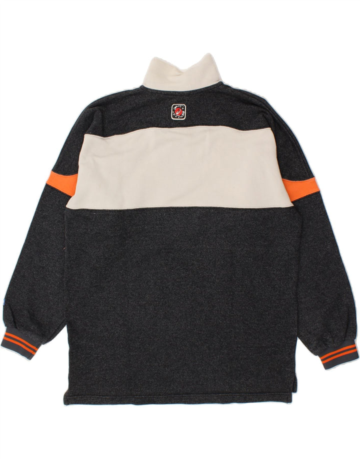 ASICS Mens Zip Neck Sweatshirt Jumper Large Black Colourblock Cotton