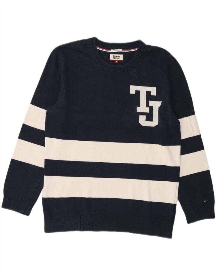 Tommy Hilfiger Mens Graphic Crew Neck Jumper Sweater Medium Navy Blue