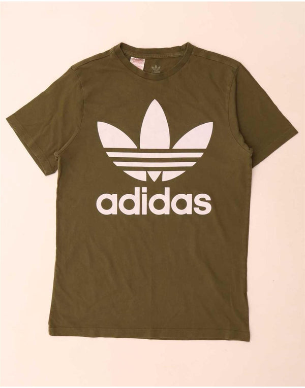 Adidas drenge grafisk t-shirt top 15-16 år Khaki Bomuld