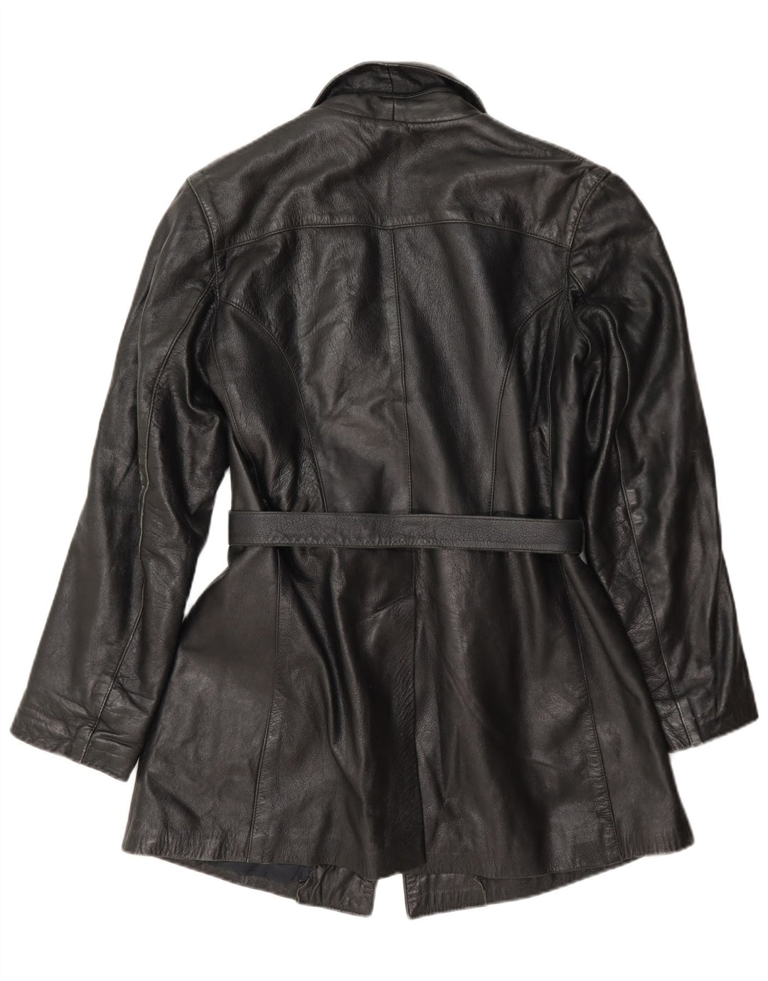 Giacca in pelle vintage da donna UK 12 media nera