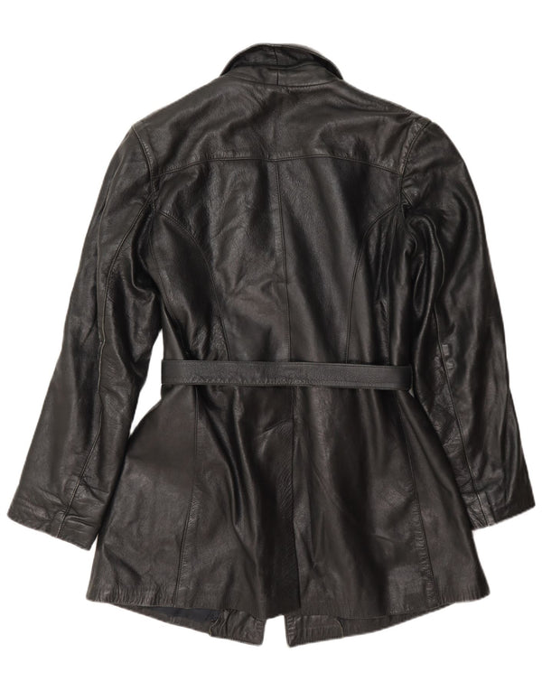 Giacca in pelle vintage da donna UK 12 media nera