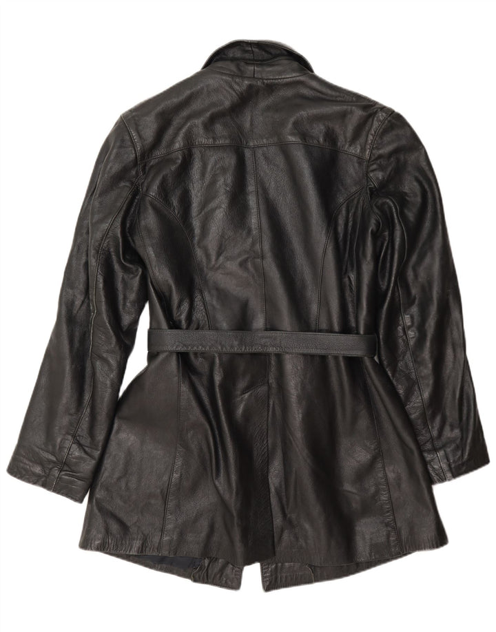 Giacca in pelle vintage da donna UK 12 media nera