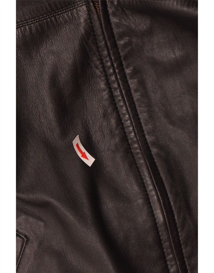 gilet en cuir homme vintage UK 36 Petit Noir