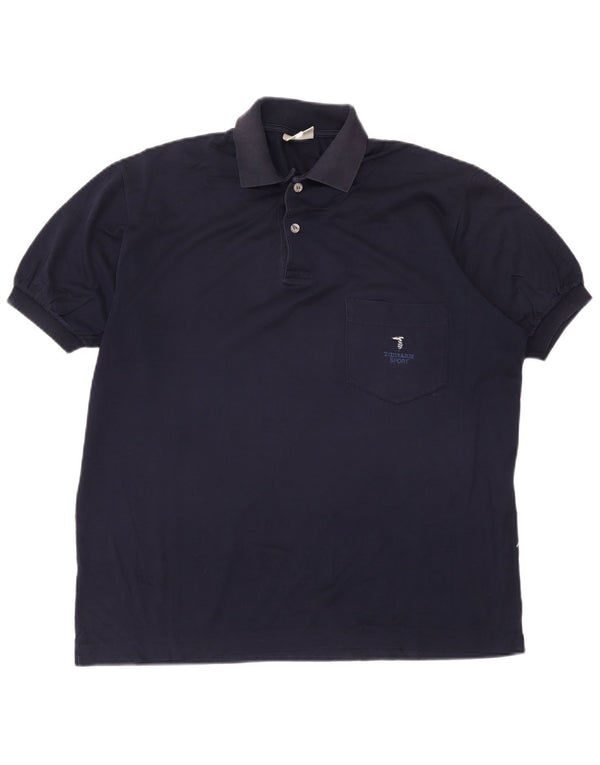 Trussardi Mens Polo Shirt IT 50 Medium Navy Blue