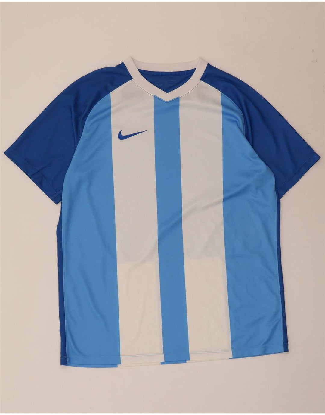 Nike Mens Dri Fit T-Shirt Top XL Blue Striped Polyester