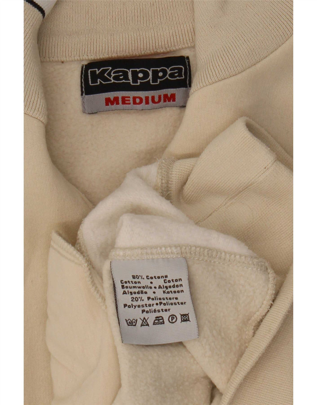 Kappa Womens Zip Neck Sweatshirt Jumper UK 14 Medium Beige Colourblock