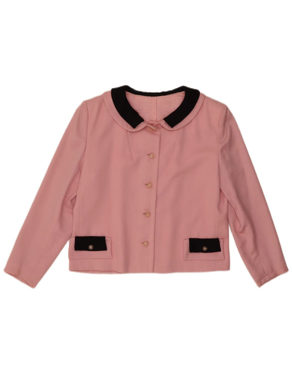 Vintage Damen Bolero Jacke UK 12 Mittelrosa Farbblock