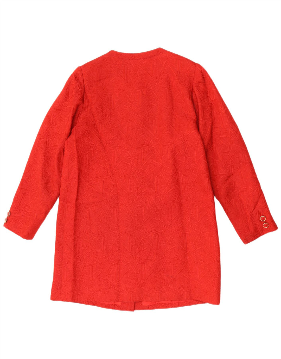 Vintage mujer longline Blazer chaqueta Reino Unido 12 medio rojo geométrico