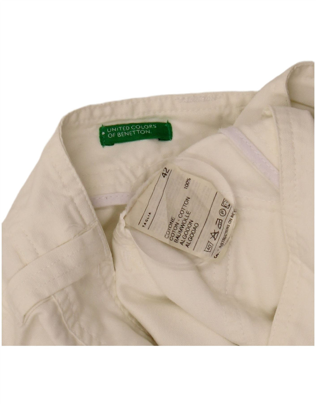Benetton Damen Minirock IT 42 Medium W29 Weiße Baumwolle