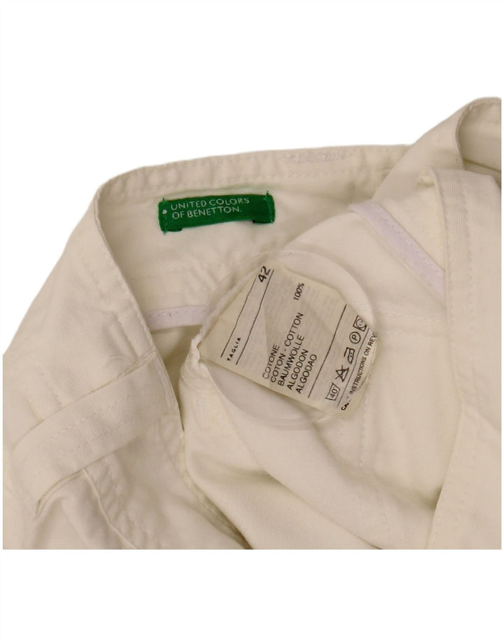 Benetton Damen Minirock IT 42 Medium W29 Weiße Baumwolle