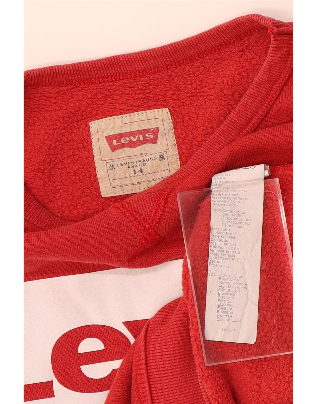LEVI'S Boys Graphic Sweatshirt Jumper 13-14 Years Red Cotton