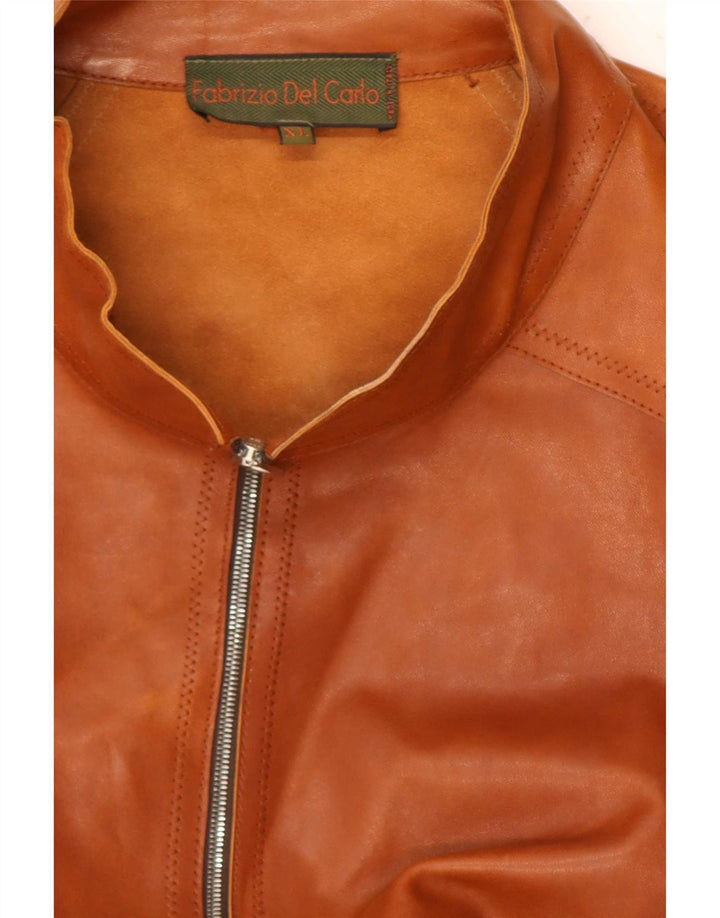Fabrizio Del Carlo Womens Leather Jacket UK 18 XL Brown