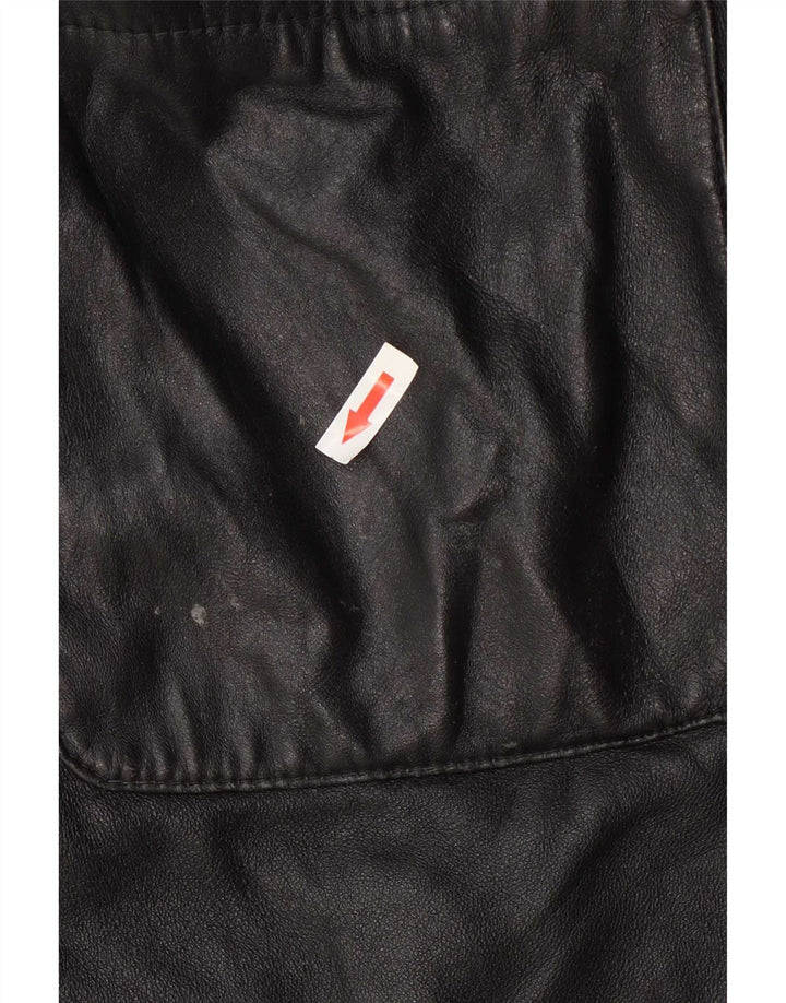 Giacca in pelle vintage da donna UK 12 media nera