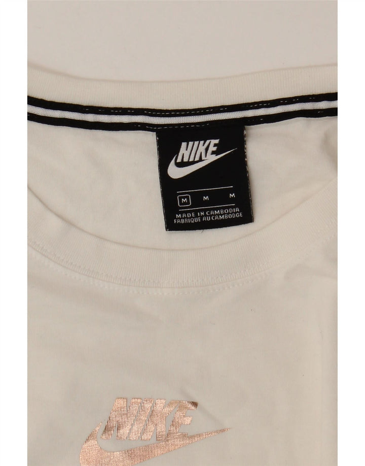 Nike Womens Crop Graphic T-Shirt Top UK 14 Medium White