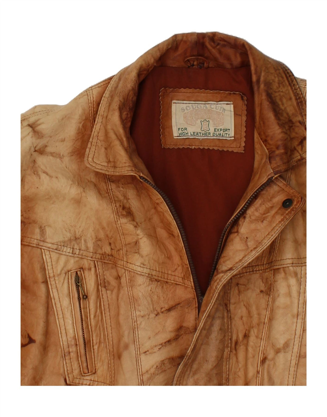 Giacca in pelle da uomo VINTAGE UK 40 Grande retrò in pelle marrone