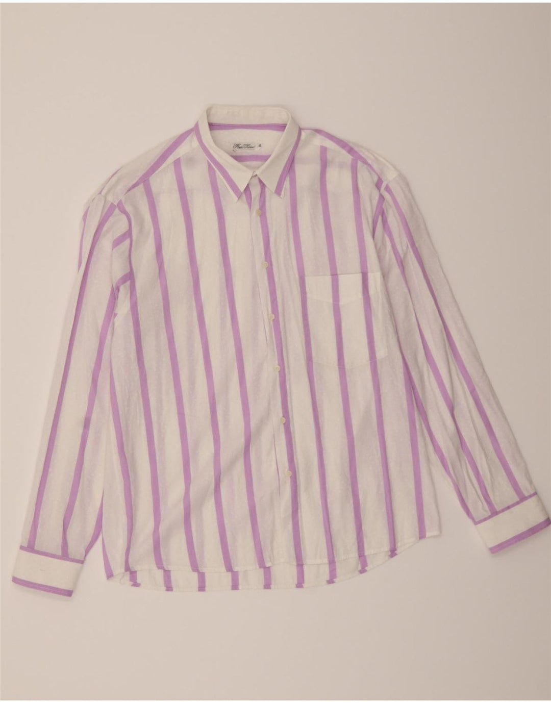 FREE TIME Mens Shirt XL White Striped Vintage Free Time and Second-Hand Free Time from Messina Hembry 