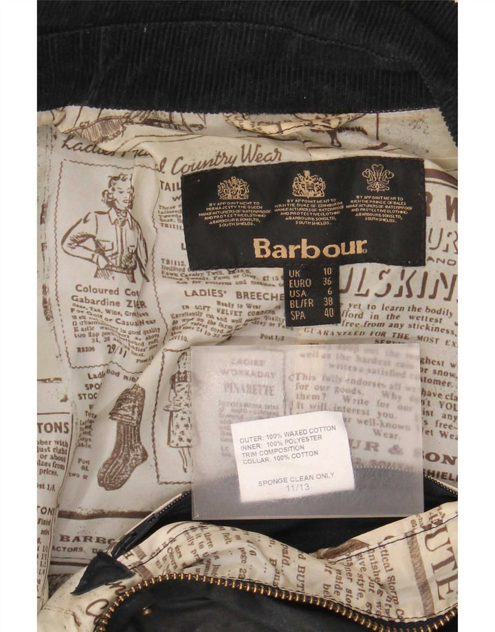 Barbour Veste en coton ciré pour femme UK 10 Small Noir