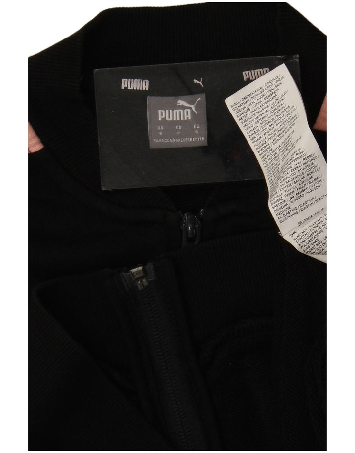 Puma Womens Graphic Tracksuit Top Jacket UK 10 Small Black Colourblock