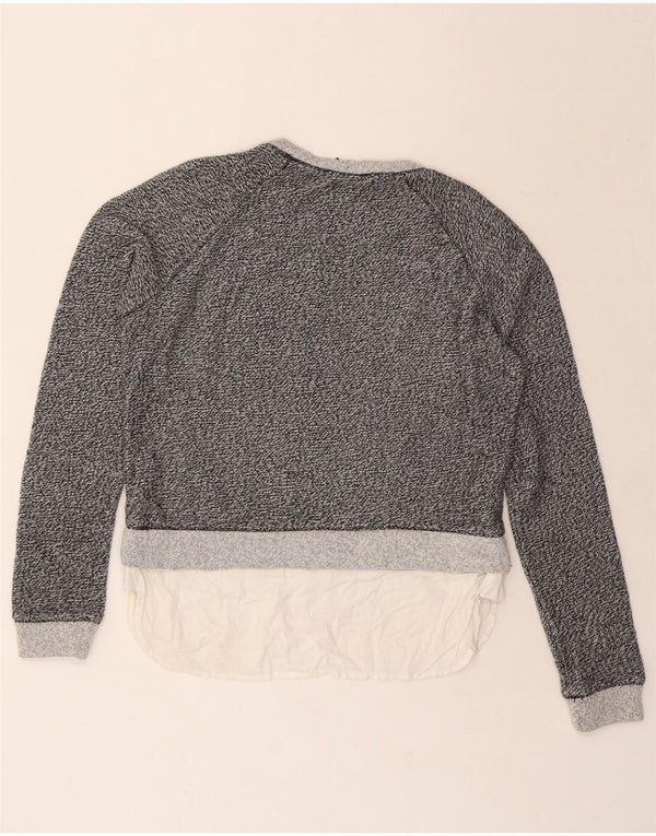 BCBGMAXAZRIA Womens Boat Neck Jumper Sweater UK 10 Small Grey Flecked