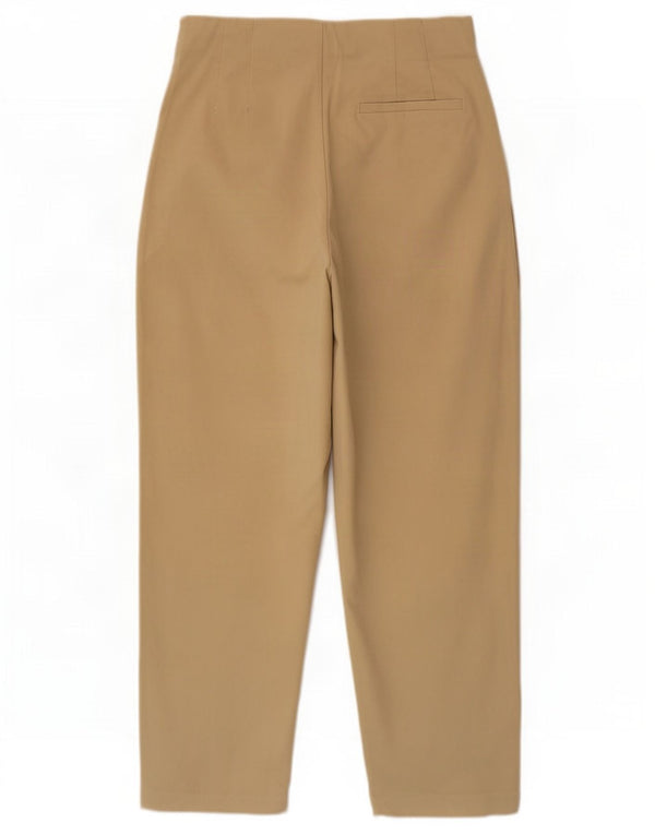 Zara Mujer Pantalones Cortos De Cintura Alta Mediano W28 L24 Algodón Beige