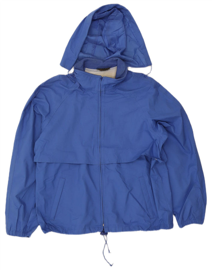Eddie Bauer Mens Hooded Rain Jacket UK 40 Large Blue Polyester