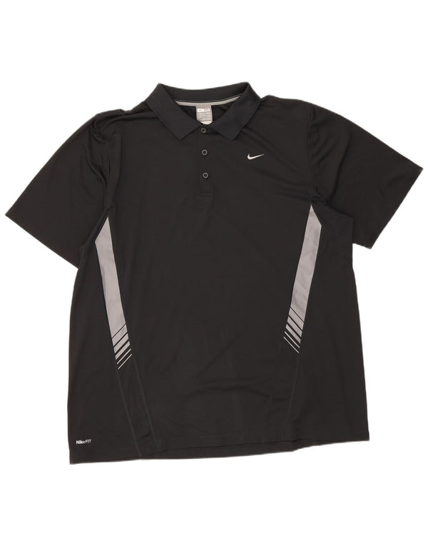 Nike Mens Polo Shirt UK 47/48 2XL Black Colourblock Polyester