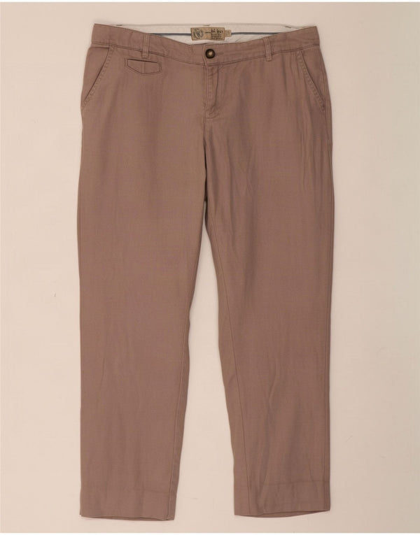 Calça cortada reta feminina Fat Face UK 12 médio W34 L25 algodão cinza