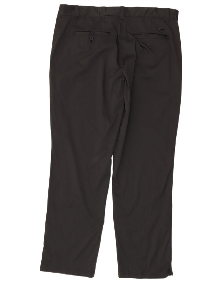 Nike Mens Dri Fit Straight Chino Trousers W35 L30 Black Polyester