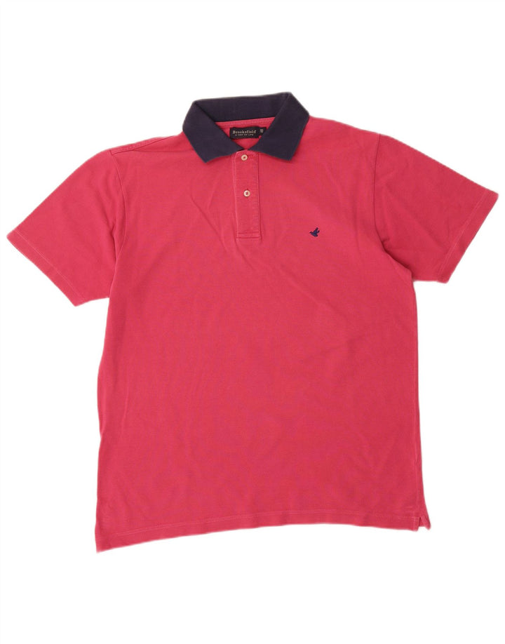 Brooksfield Mens Rugby Polo Shirt IT 48 Small Pink