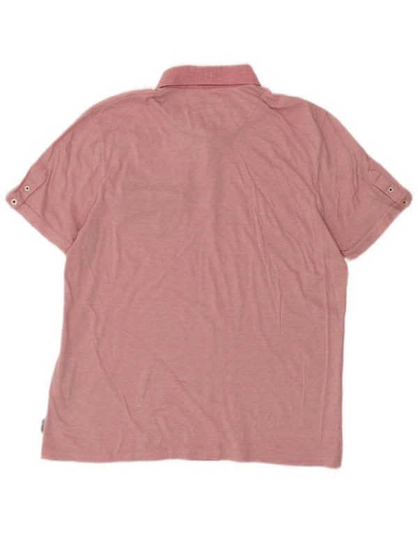Ted Baker Mens Polo Shirt Size 4 Large Pink Chevron Cotton