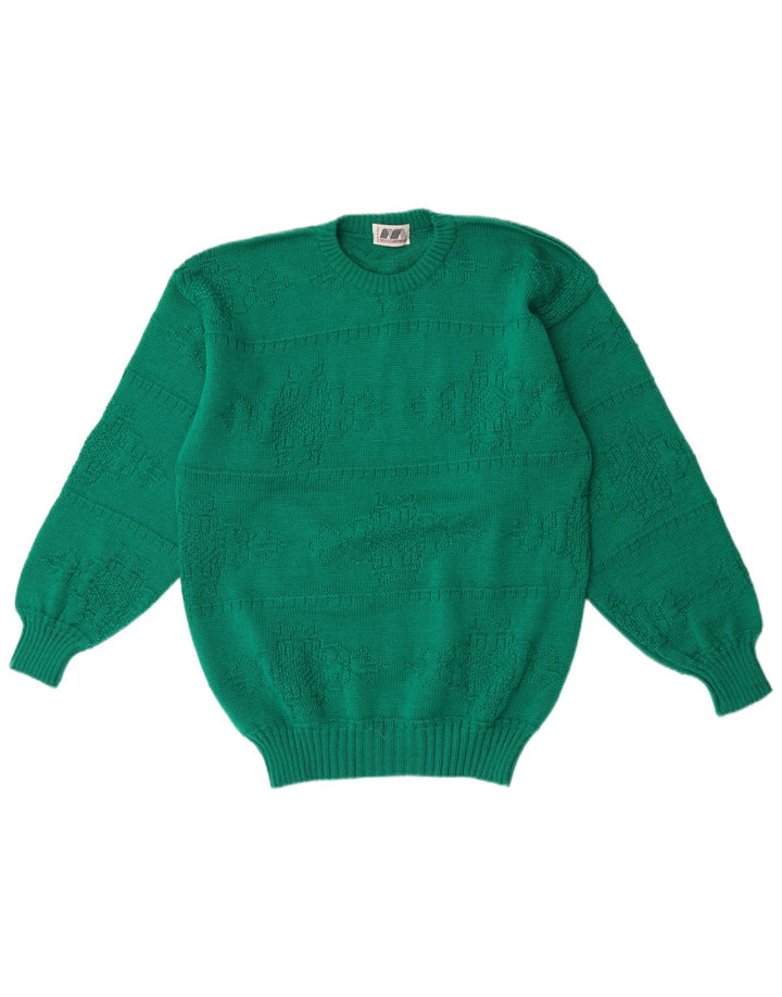 VINTAGE Herre sweater med rund hals, mellemgrøn