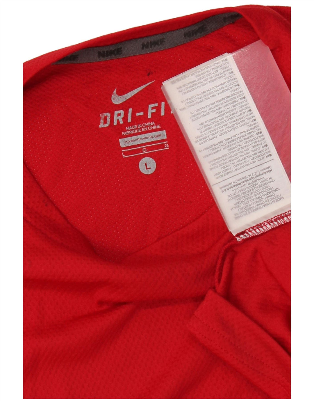 Nike Mens Dri Fit T-Shirt Top Large Red Colourblock Polyester