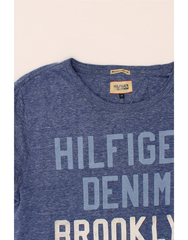 TOMMY HILFIGER Mens Graphic T-Shirt Top Medium Blue Cotton Vintage Tommy Hilfiger and Second-Hand Tommy Hilfiger from Messina Hembry 
