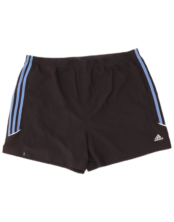 Pantaloncini sportivi Adidas da uomo grandi in poliestere color block nero