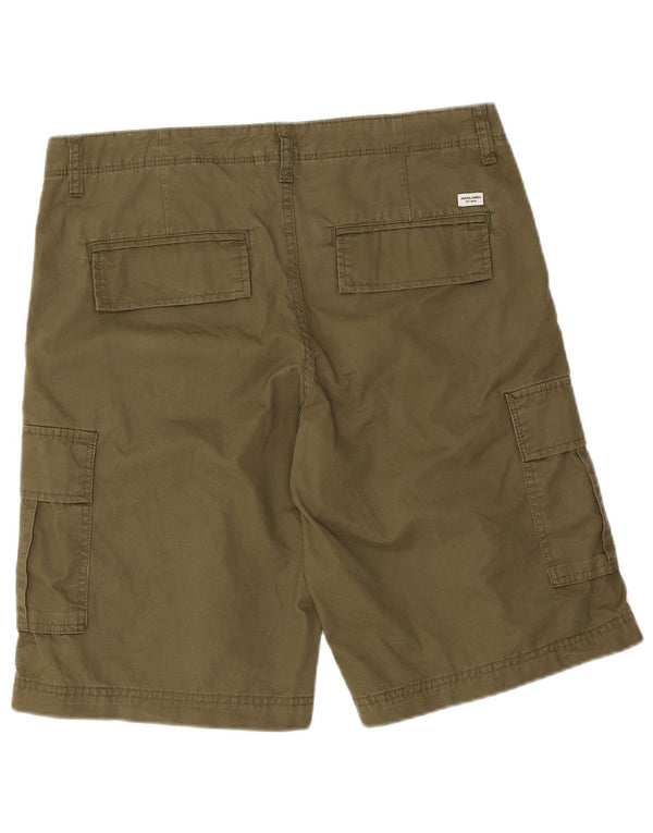 Shorts cargo masculino Jack & Jones médio W34 algodão cáqui