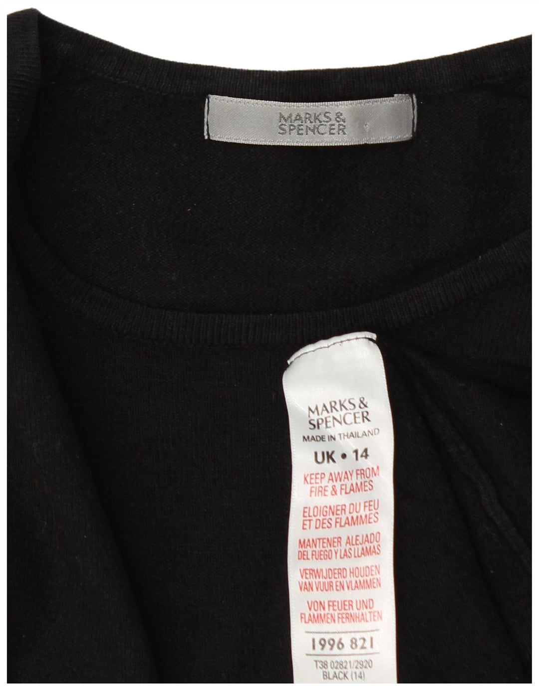 Maglione da donna Marks & Spencer corto con scollo a barca UK 14 medio nero